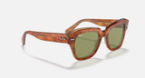 Ray-Ban RB2186 State Street Havana On Transparent Beige Green Lens Sunglasses