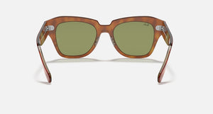 Ray-Ban RB2186 State Street Havana On Transparent Beige Green Lens Sunglasses