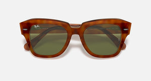 Ray-Ban RB2186 State Street Havana On Transparent Beige Green Lens Sunglasses