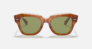 Ray-Ban RB2186 State Street Havana On Transparent Beige Green Lens Sunglasses