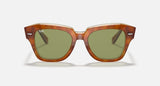 Ray-Ban RB2186 State Street Havana On Transparent Beige Green Lens Sunglasses