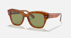 Ray-Ban RB2186 State Street Havana On Transparent Beige Green Lens Sunglasses