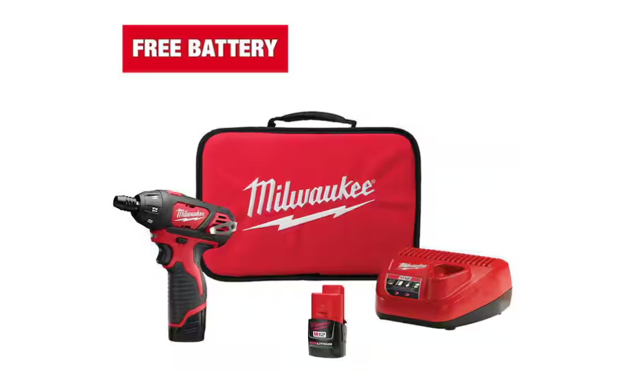 Milwaukee 2401-22 M12 1/4" Hex Cordless Screwdriver, (2x) Cp 1.5 Batteries, M12