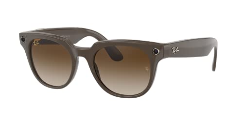 Ray-Ban Stories | Meteor Square Smart Glasses, Shiny Brown/Brown Gradient, 51 mm