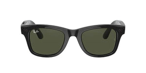 Ray-Ban Stories | Wayfarer Square Smart Glasses, Shiny Black / Green - 53 mm
