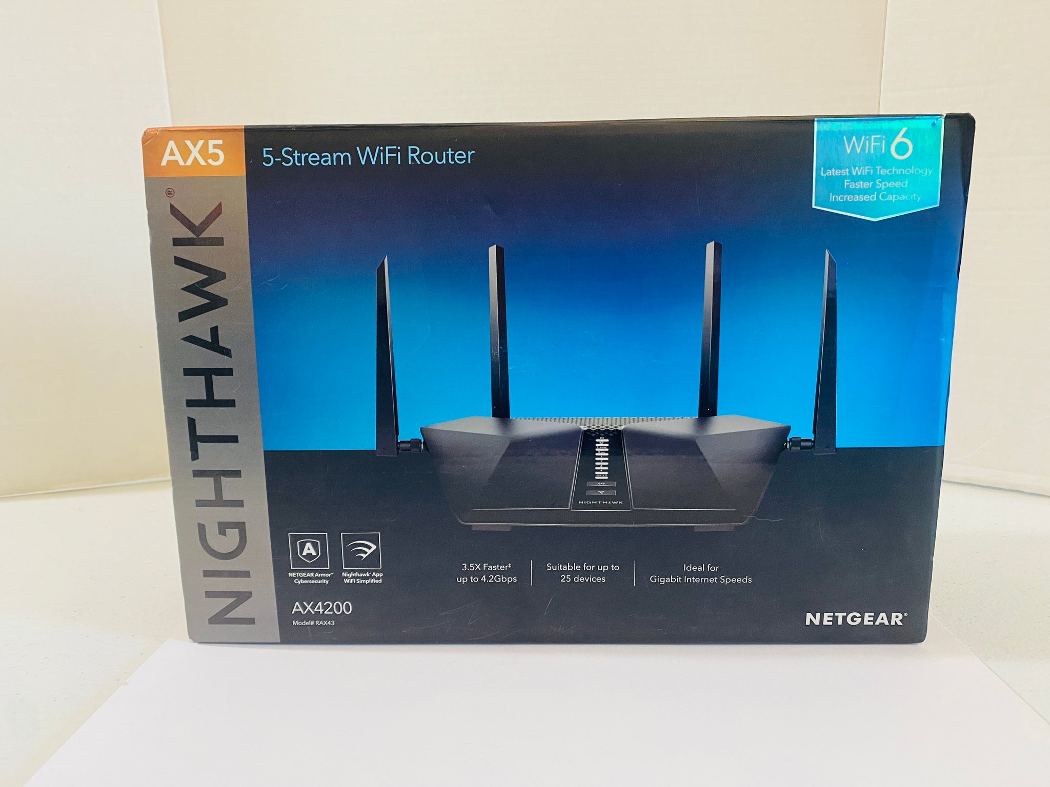 NETGEAR Nighthawk AX4200 5-Stream WiFi Router RAX43-100NAS (BLACK)