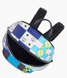 MCM Stark Checkerboard Visetos Backpack Med BLUE And WHITE Limited Edition $1490