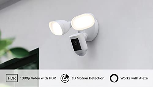 Ring - Floodlight Cam Wired Pro Outdoor Wi-Fi 1080p Surveillance Camera - White