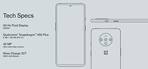 OnePlus 7T (HD1907) 128GB 4G/LTE Smartphone GSM Unlocked (Glacier Blue) - Recertified