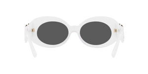 Versace Oval Sunglasses - White Frame, Dark Grey Lenses, 54MM  0 VE 4426BU