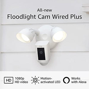 Ring Floodlight Cam Wired Plus | motion-activated 1080p HD video - White (2021)