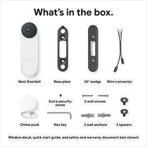 Google Nest Doorbell (Wired, 2nd Gen) - Video Doorbell Security Camera,720p - Snow