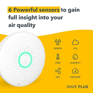 Airthings Wave Plus 2930 - Radon & Air Quality Monitor CO2 VOC Humidity Temp