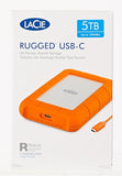 LaCie Rugged 5TB External USB-C USB 3.2 Gen 1 Portable Hard Drive Orange/Silver