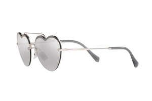 New MIU MIU MU62US Silver / Grey Mirror Heart Sunglasses - 58-17-140