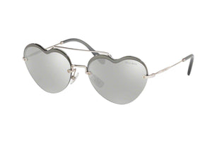 New MIU MIU MU62US Silver / Grey Mirror Heart Sunglasses - 58-17-140