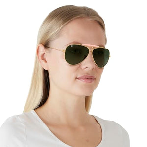 New Ray Ban Sunglasses NEW AVIATOR SHOOTER RB3138 001 GOLD/GREEN LENS 62MM