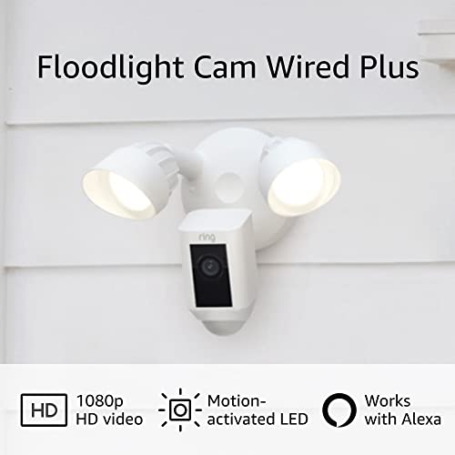 Ring Floodlight Cam Wired Plus | motion-activated 1080p HD video - White (2021)