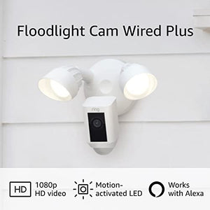 Ring Floodlight Cam Wired Plus | motion-activated 1080p HD video - White (2021)