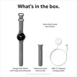 Google Pixel Watch Polished Silver Stainless Steel-Charcoal Band LTE New / Sealed