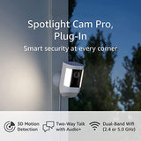 Ring Spotlight Cam Pro Wi-Fi Wired Plug-In Outdoor Security Video Camera White