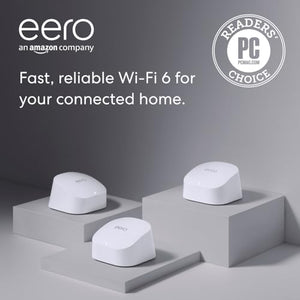 Amazon eero 6 Mesh Wi-Fi 6 3-Pack (Router & 2 Extenders) 75+ Devices 4500sqf