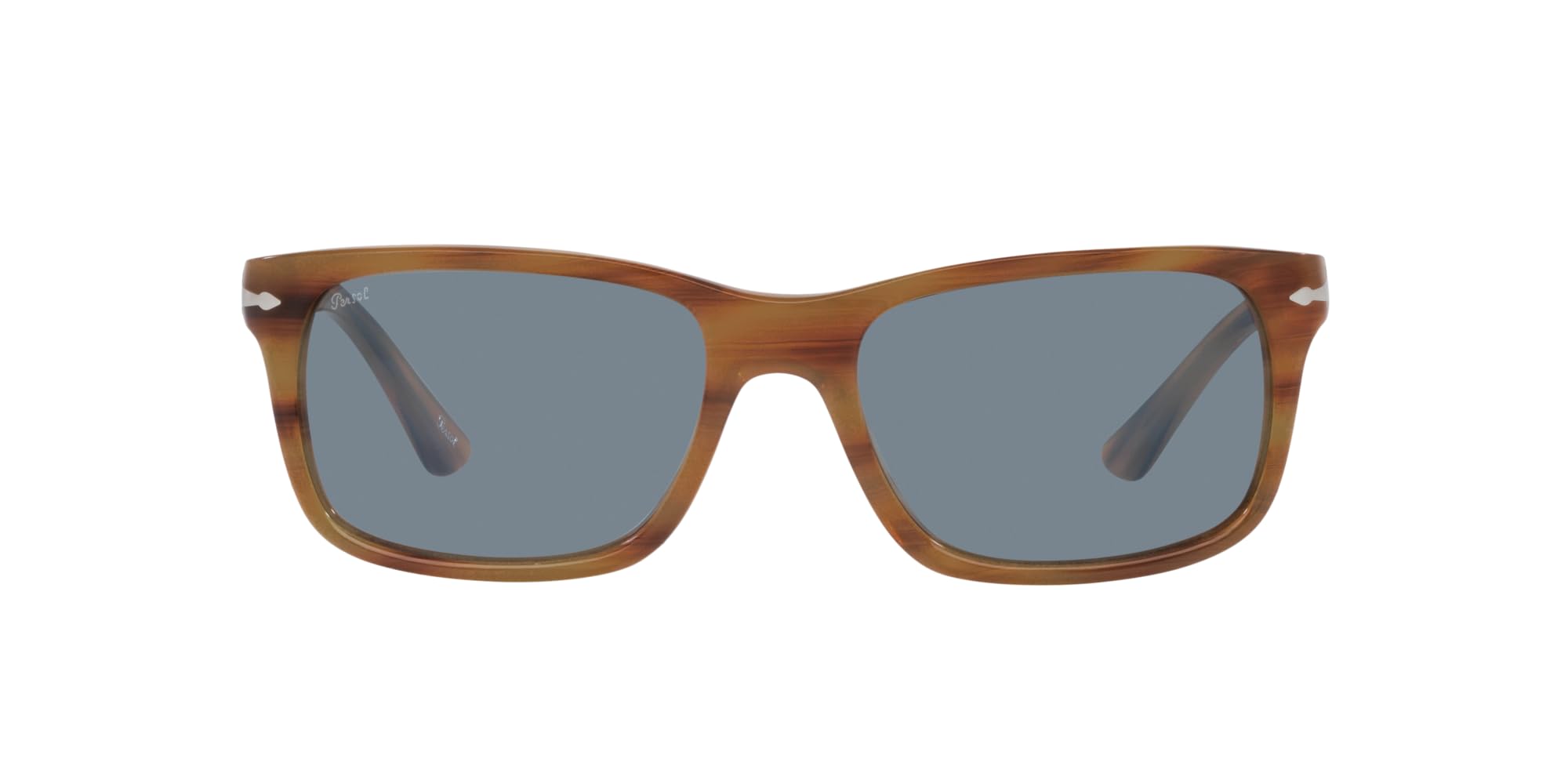 Persol PO3048S Rectangular Sunglasses, Striped Brown/Light Blue, 58 mm