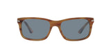 Persol PO3048S Rectangular Sunglasses, Striped Brown/Light Blue, 58 mm