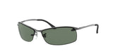 Ray-Ban RB3183 Rectangular Sunglasses Gunmetal Polished Dark Green, 63 mm