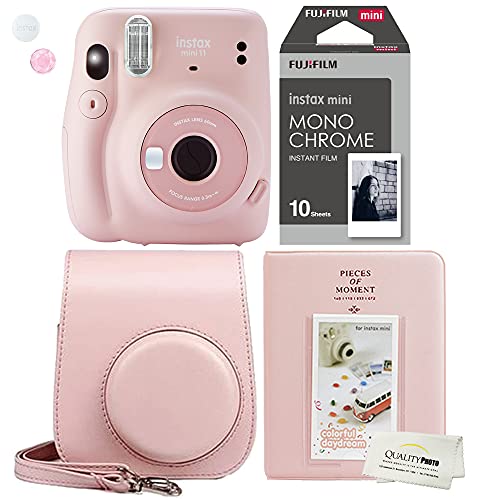 Fujifilm Instax Mini 11 Blush Pink Instant Camera + Case + Monochrome Film