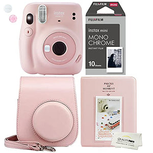 Fujifilm Instax Mini 11 Blush Pink Instant Camera + Case + Monochrome Film