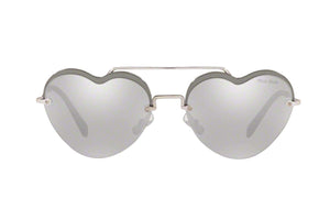New MIU MIU MU62US Silver / Grey Mirror Heart Sunglasses - 58-17-140