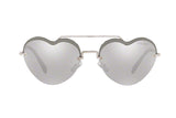 New MIU MIU MU62US Silver / Grey Mirror Heart Sunglasses - 58-17-140