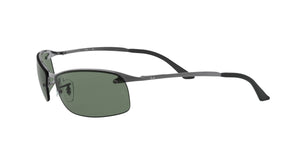 Ray-Ban RB3183 Rectangular Sunglasses Gunmetal Polished Dark Green, 63 mm