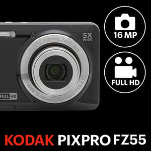 KODAK Pixpro Black FZ55-BK 16MP Digital Camera 5x Optical Zoom 28mm 2.7in New