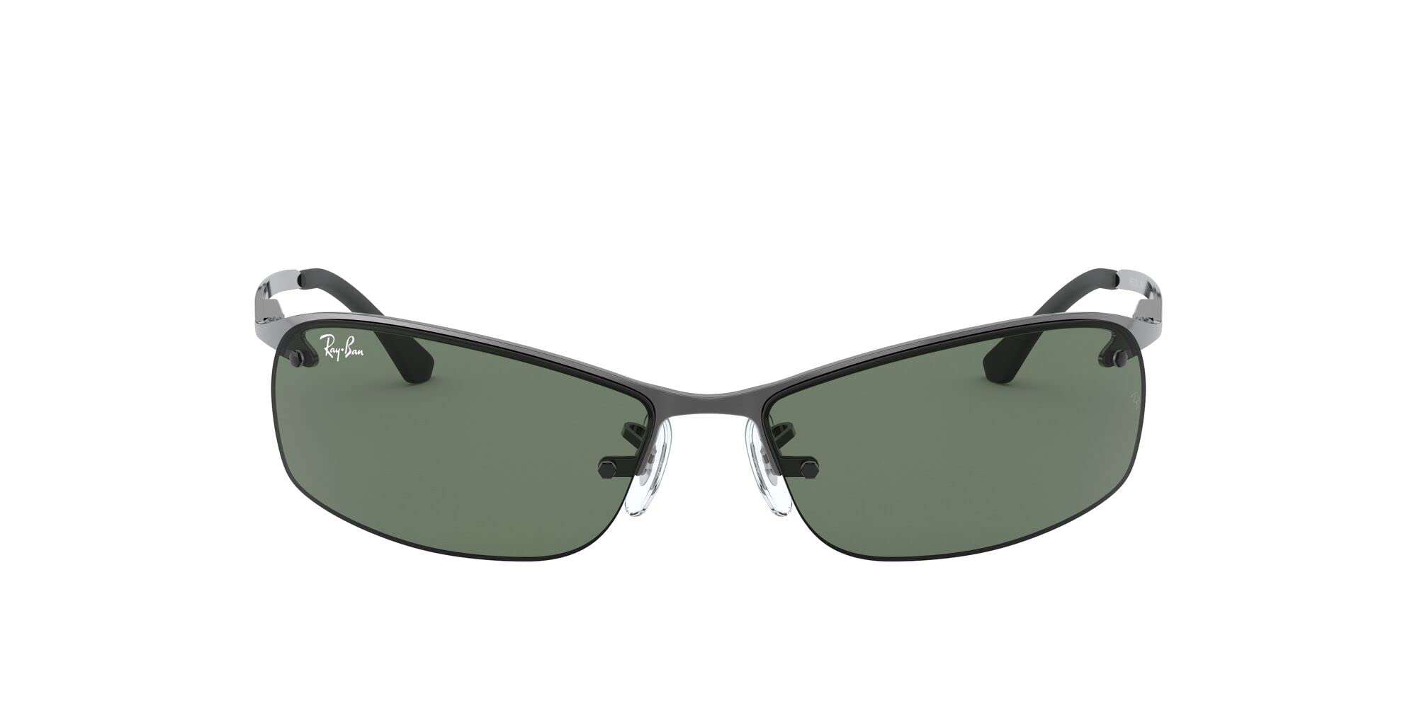 Ray-Ban RB3183 Rectangular Sunglasses Gunmetal Polished Dark Green, 63 mm