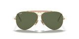 New Ray Ban Sunglasses NEW AVIATOR SHOOTER RB3138 001 GOLD/GREEN LENS 62MM