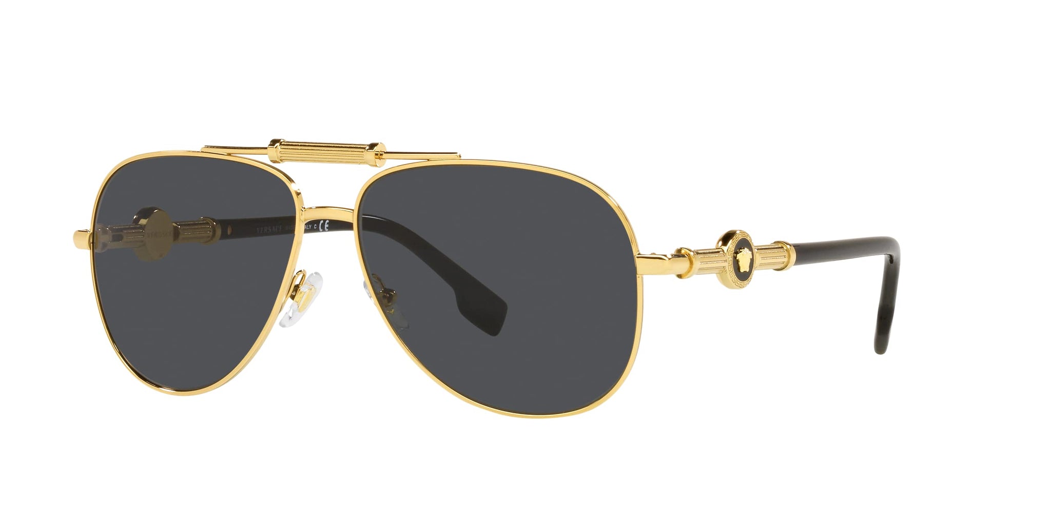 Versace Unisex Sunglasses Gold Frame, Dark Grey Lenses, 59MM  0VE2236