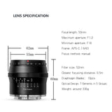 TTArtisans 50mm F1.2 APS-C Lens for Fujifilm X-T3 X-Pro3 X-E2 X-H1 X-T3 X-A1