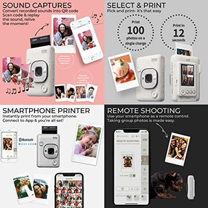 Fujifilm Instax Mini LiPlay Hybrid Instant Camera (Stone White) - DELUXE BUNDLE