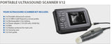Portable Ultrasound Scanner Veterinary Pregnancy V12 with 3.5 MHz Convex Probe