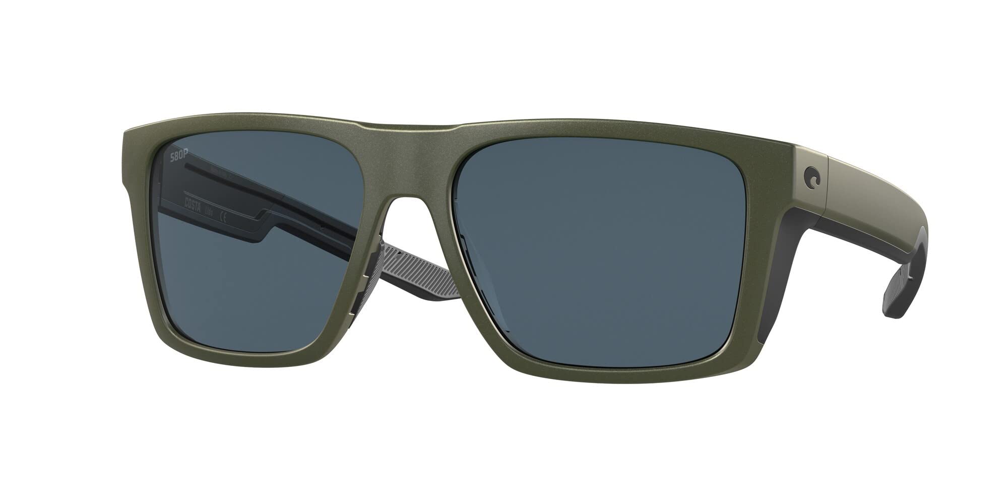 Costa Del Mar Men's Lido Square Sunglasses, Moss Metallic Polarized Grey
