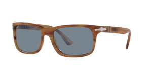 Persol PO3048S Rectangular Sunglasses, Striped Brown/Light Blue, 58 mm