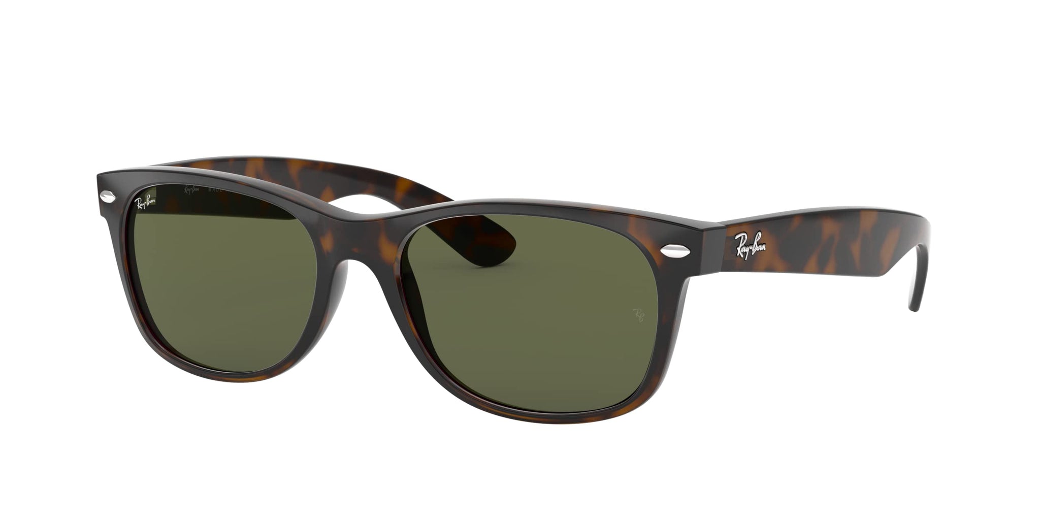 Ray-Ban RB2132 New Wayfarer Square Sunglasses, Tortoise/G-15 Green, 55 mm