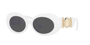 Versace Oval Sunglasses - White Frame, Dark Grey Lenses, 54MM  0 VE 4426BU