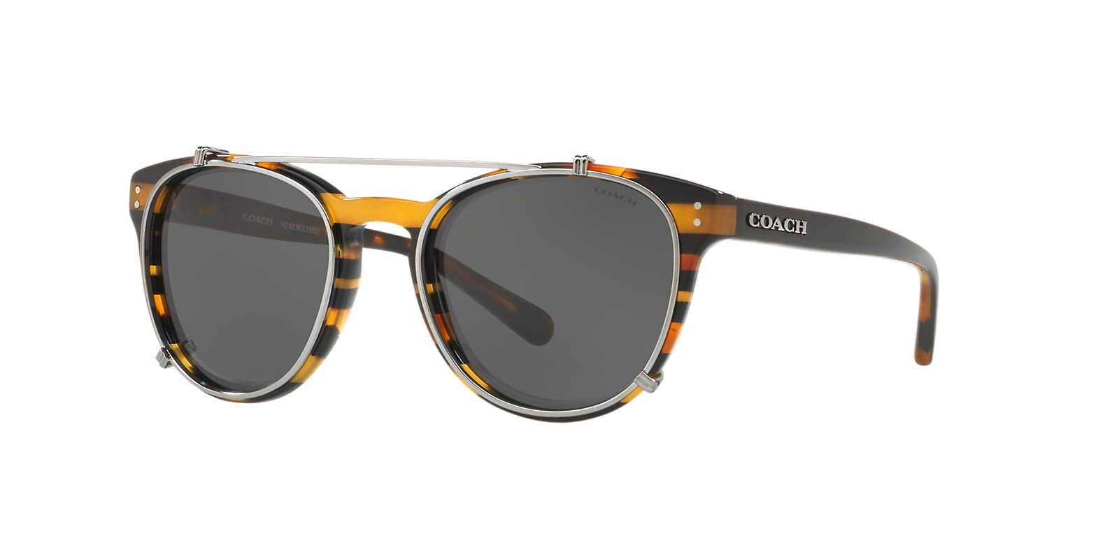 Coach HC8216 Sunglasses BLK AMBER GLTR VARSITY S w/DARK GREY SOLID 51mm