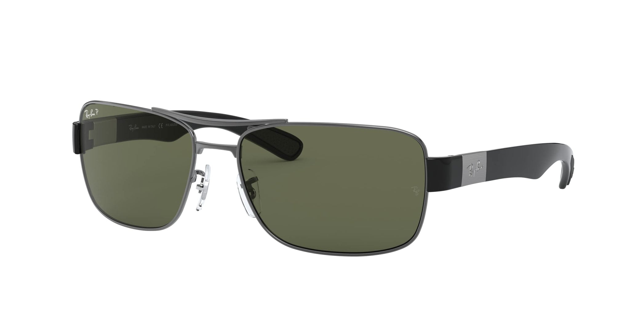 Ray-Ban RB3522 Gunmetal Polarized Green Square Sunglasses - 61mm