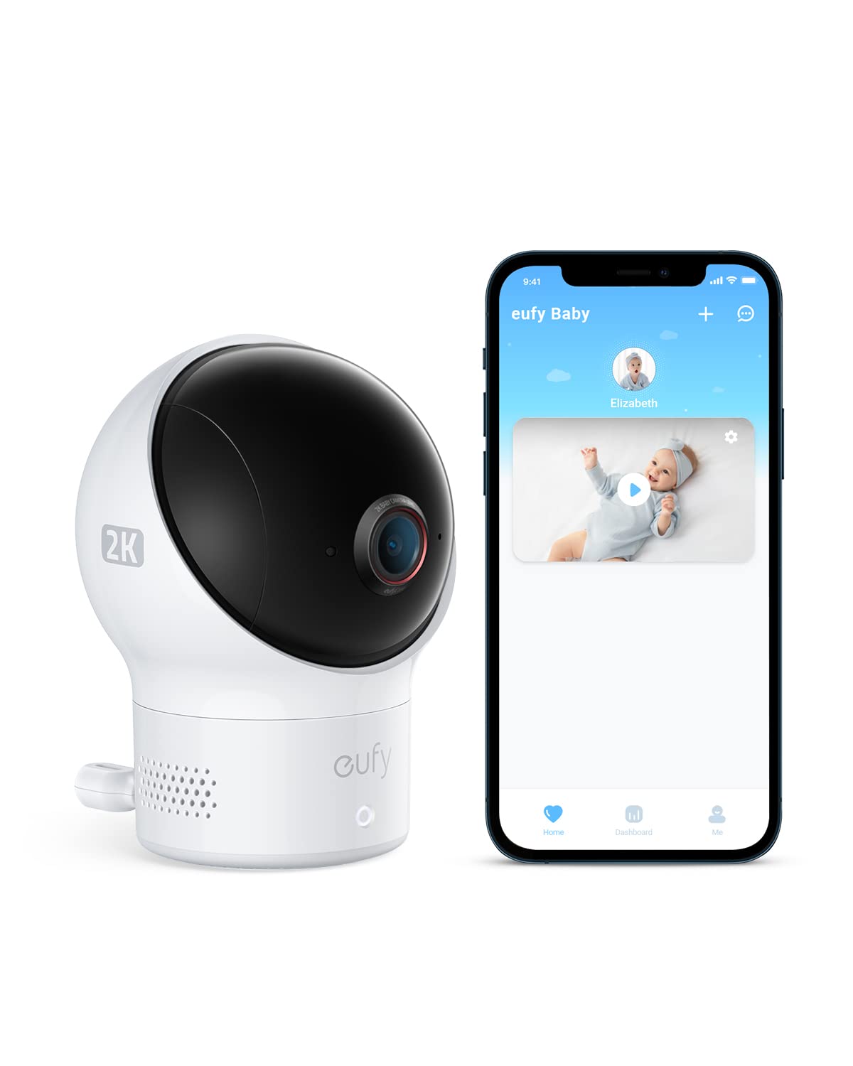 eufy Wi-Fi Baby Monitor 2K Security Camera Noise&Temperature Detect Night Vision