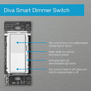 Lutron Diva Smart Dimmer Switch for Caseta Smart Lighting- DVRF-6L-WH-R -White