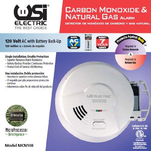USI Electric MCN108 Carbon Monoxide Natural Gas Alarm Detector Wired w/ Backup